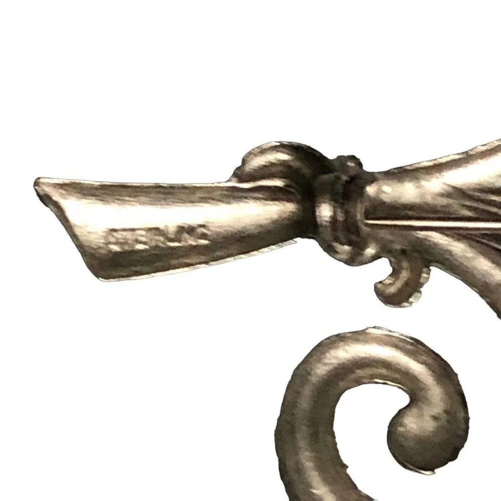 Sterling Silver Tulip Flower Ribbon Brooch Pin Signed Jewelry Art Deco
